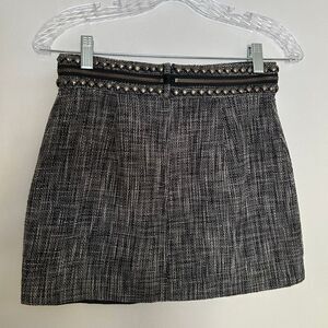 H&M Tweed Mini Skirt Women’s Size 6 | Black White Studded Zipper Waist